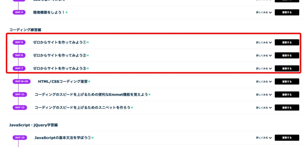 デイトラ有料コースの一部